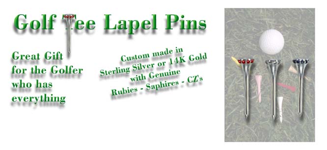 Sterling Silver Golf Tee Lapel Pins